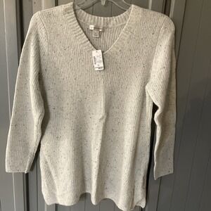 Christopher & Banks Women's XL Ivory Spec Sweater NWT $49
